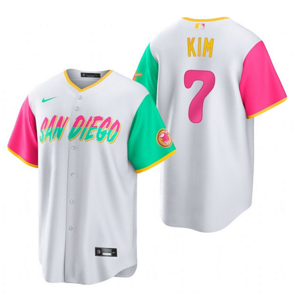 Men's San Diego Padres #7 Ha Seong Kim 2022 White City Connect Cool Base Stitched Jersey Men's San Diego Padres #7 Ha Seong Kim 2022 White City Connect Cool Base Stitched Jersey